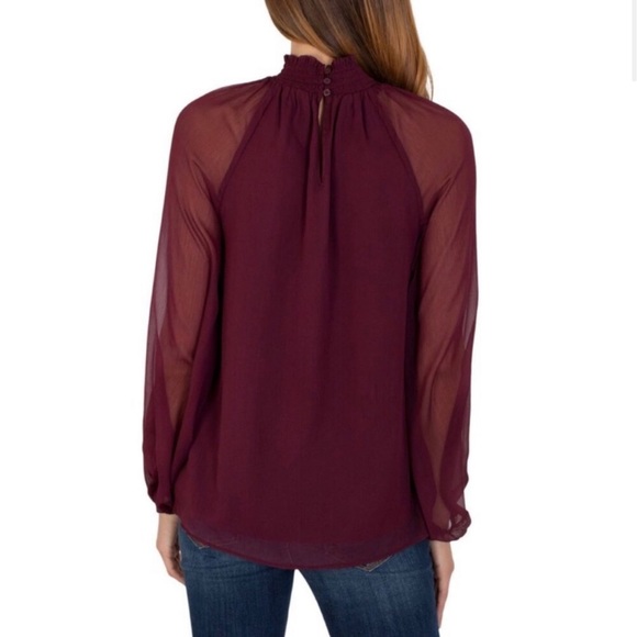 NWT New Joie long sleeve smocked top Blouse Wine Purple burgundy MSRP $278.00 - Picture 3 of 12